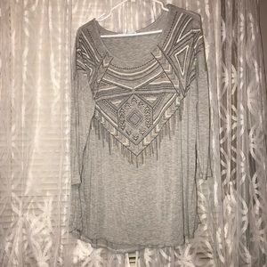 Gray embellished 3/4 sleeve T-shirt Maurice’s